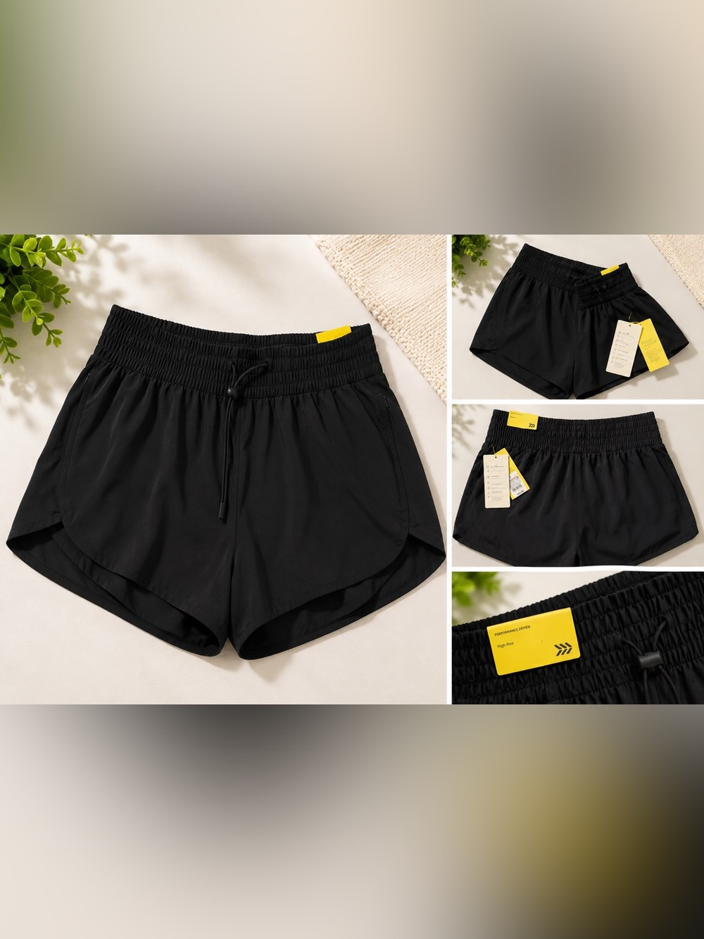 all in motion Black Athletic Shorts with Smocked Waist 3”